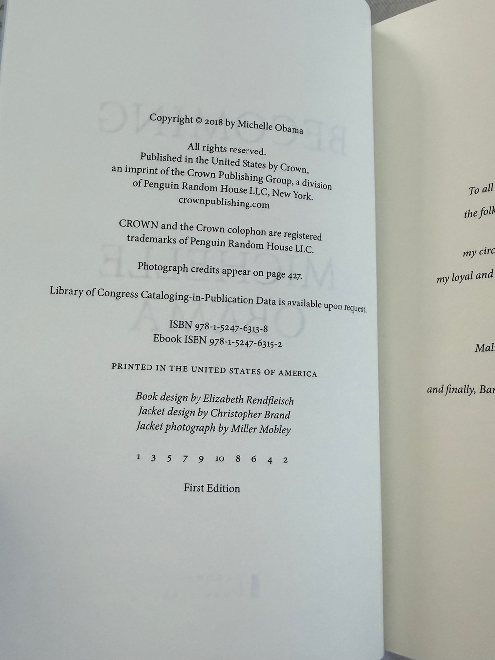 Becoming by Michelle Obama Hardcover Book , with dust jacket 2018 First Edition - Picture 7 of 8